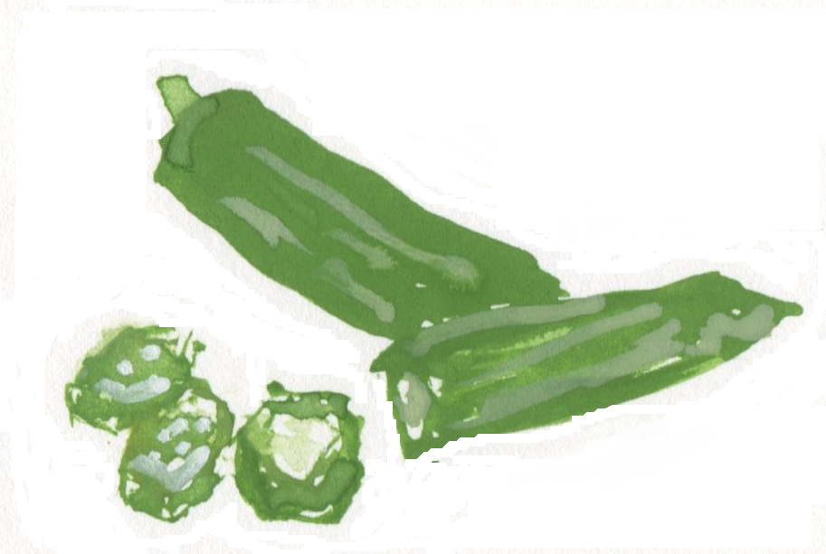 オクラのイラスト 水彩画調 野菜の手書き無料素材イラスト画像集